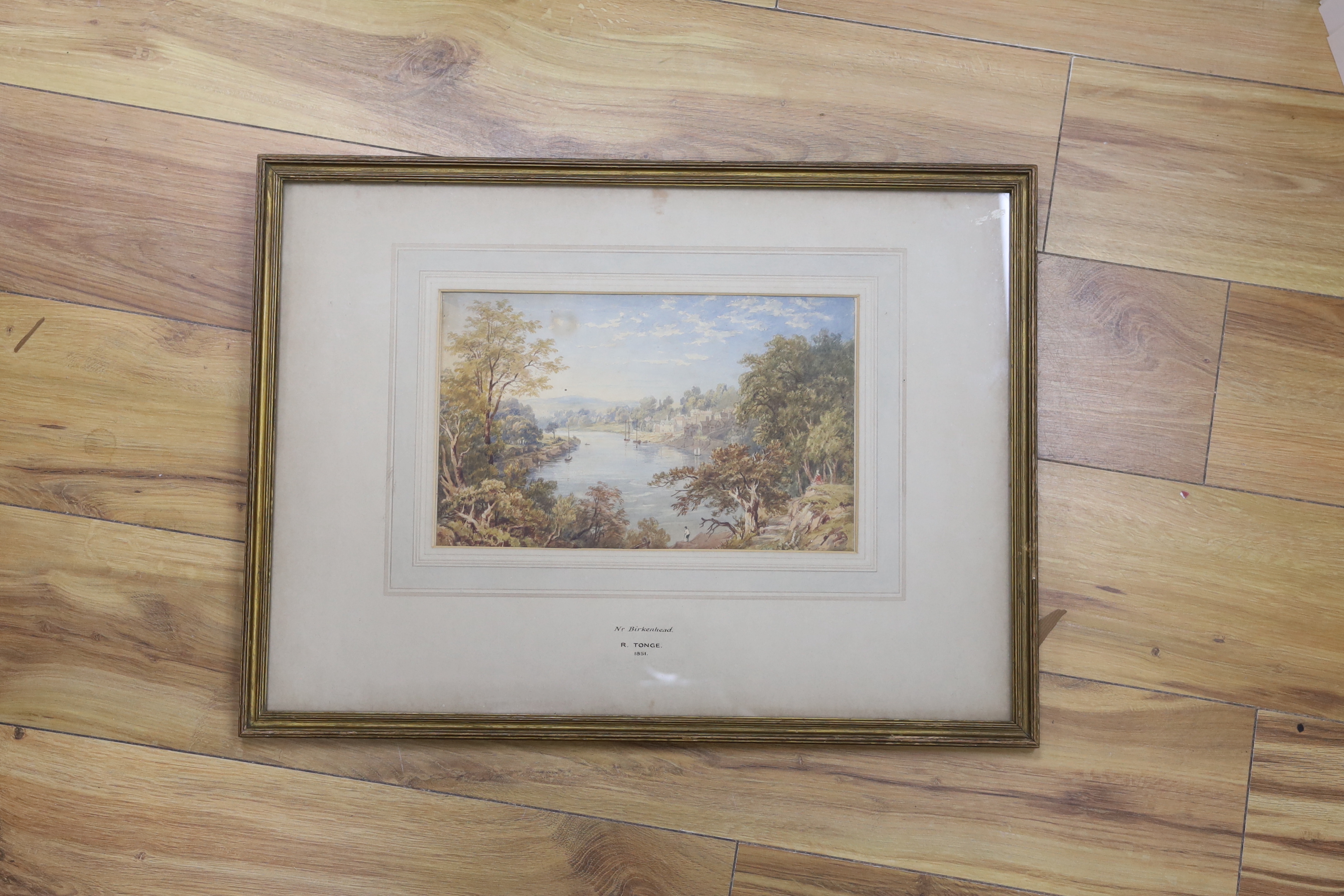 Robert Tonge (1823-1856), watercolour, 'Near Birkenhead 1851', inscribed verso, 19 x 31cm